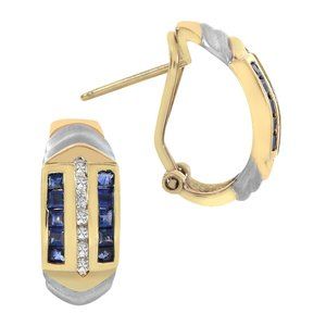 0.75 Ct.tw. Sapphire And 0.20 Ct.tw. Diamond Earrings 14K Yellow Gold